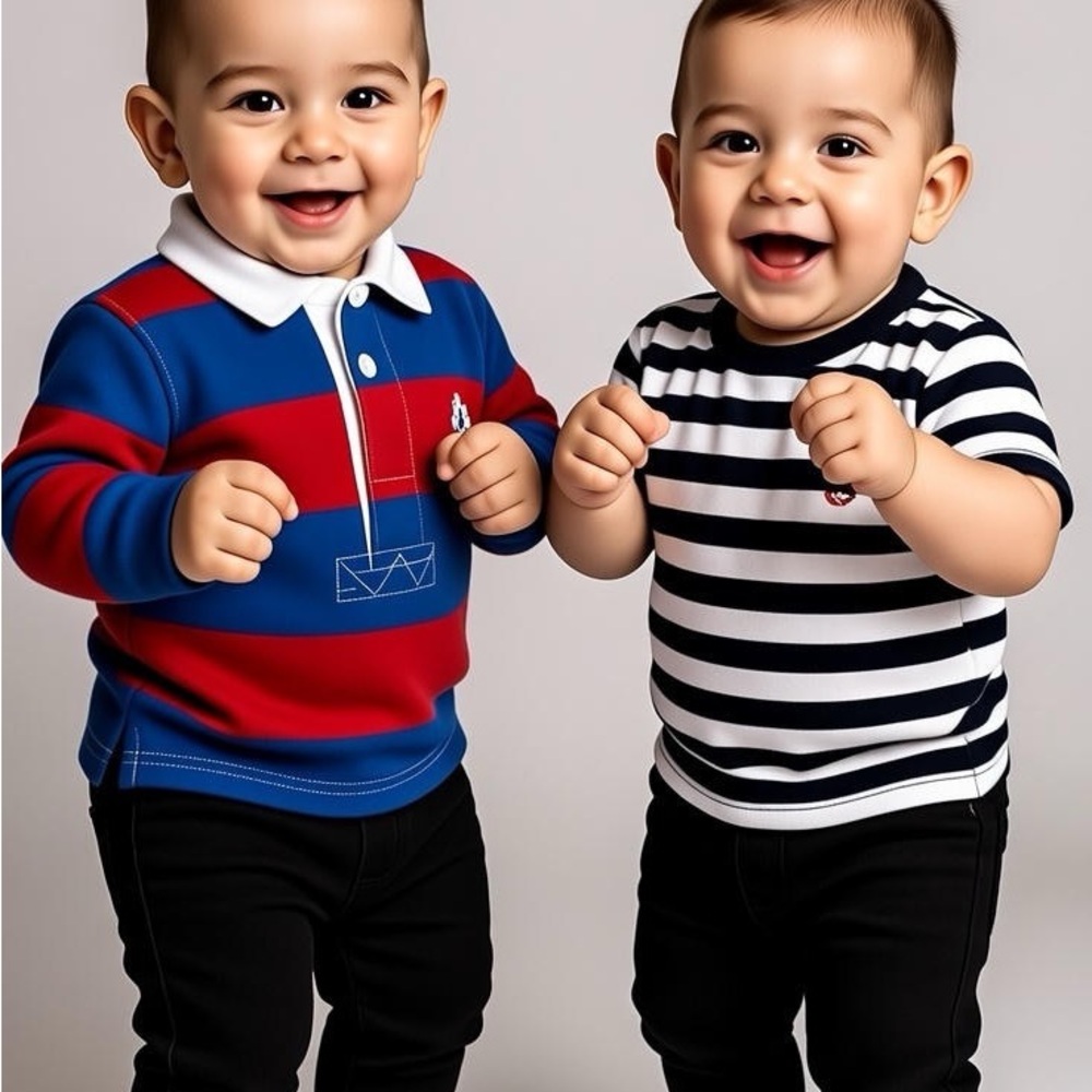 Striped Kids Polo Shirt - Red and Blue and 1 Ralph Lauren T-shirt bundle